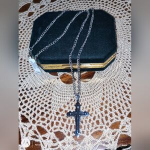 Stainless Steel Necklace & Cross Pendant